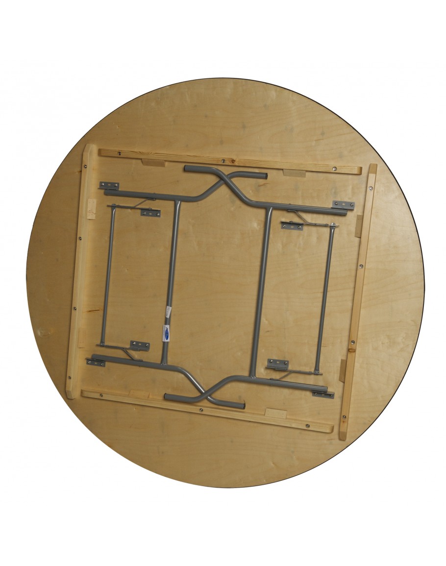 72 Inch Round Wood Folding Table, Vinyl Edging